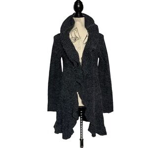 SUZY Shier L ruffled open front long‎ line cardigan